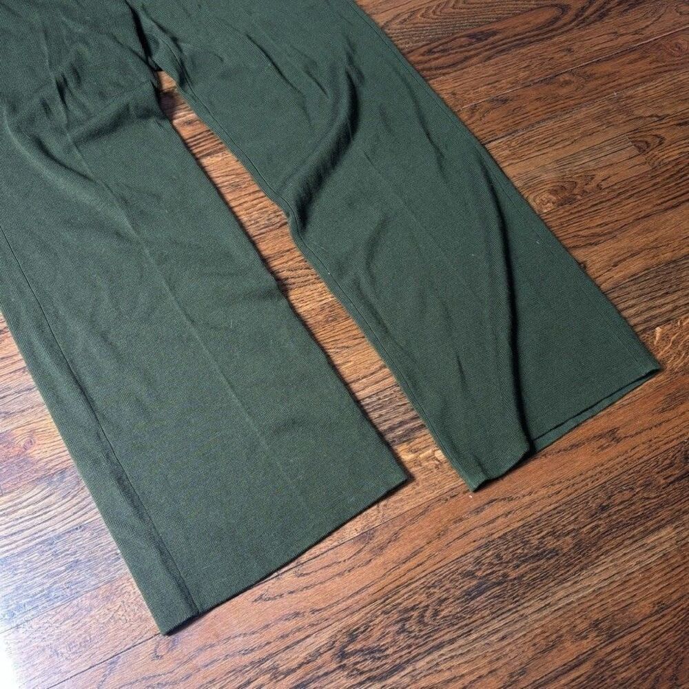Sézane Matthew 100% Merino Wool Knit Pants Size M Olive Green Straight Wide Leg - Picture 5 of 6